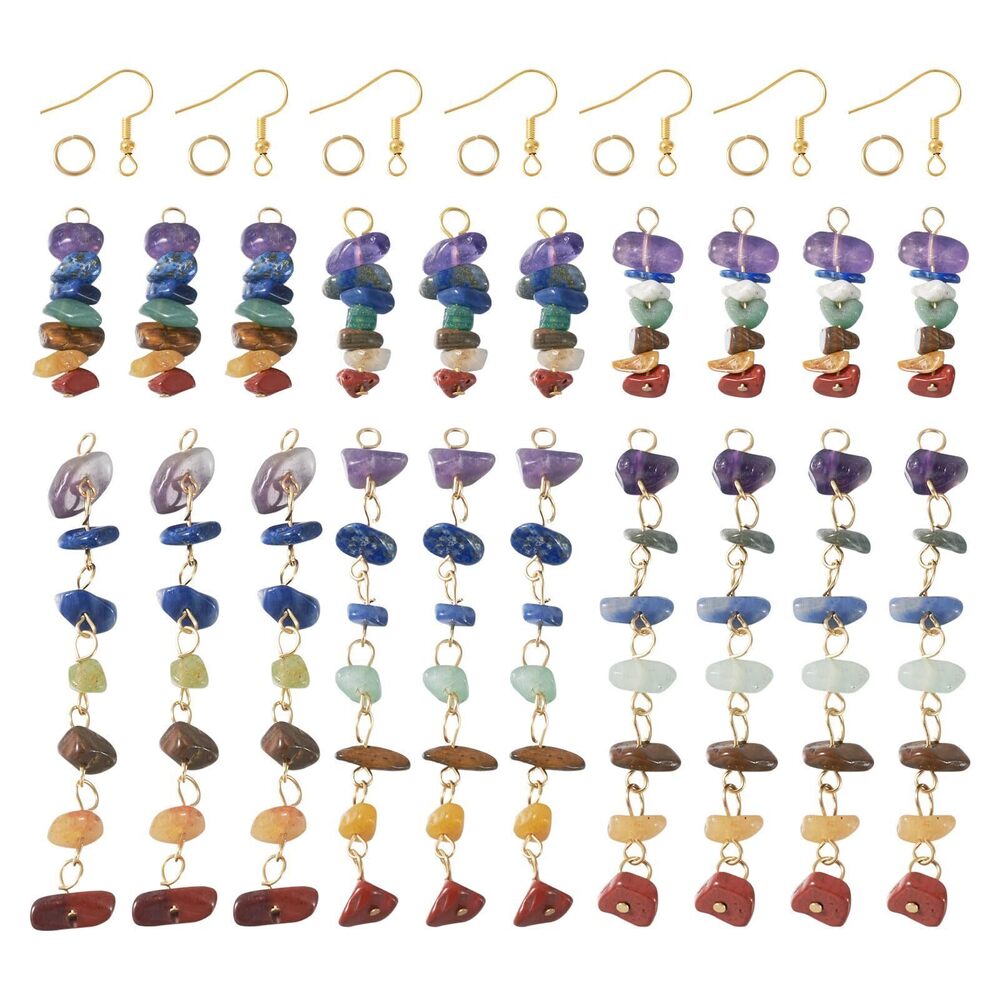 2624 60Pcs Natural Gemstone Chip Charms Irregular Energy Healing Crystal